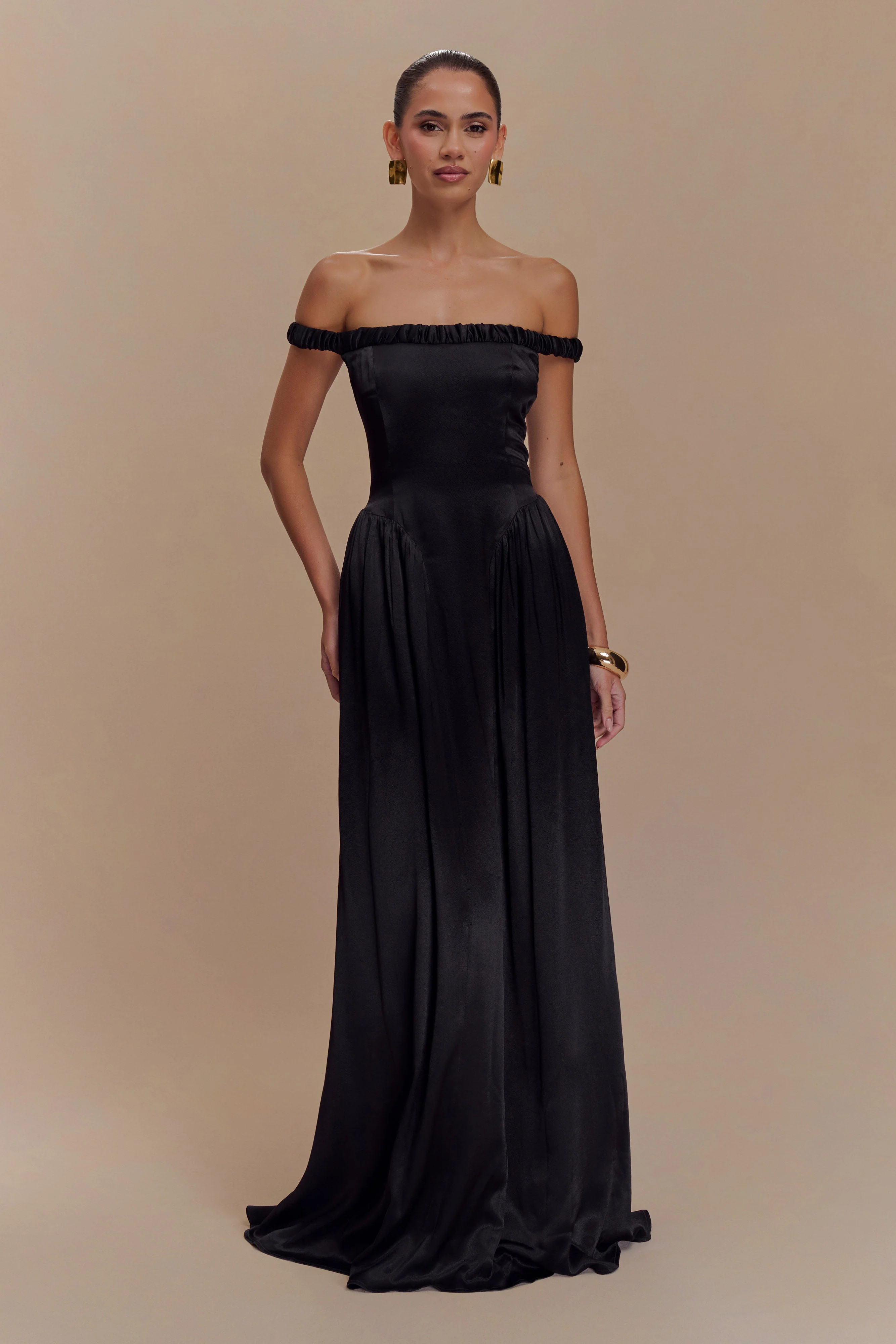 Coco Dropped Waist Maxi Dress - Black | MESHKI US