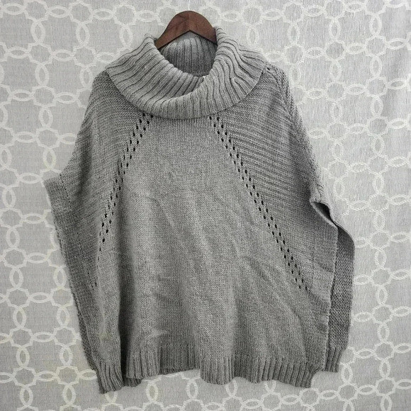 Made Wool Blend Women's Small Cowl Neck Sweater Poncho Gray | Poshmark