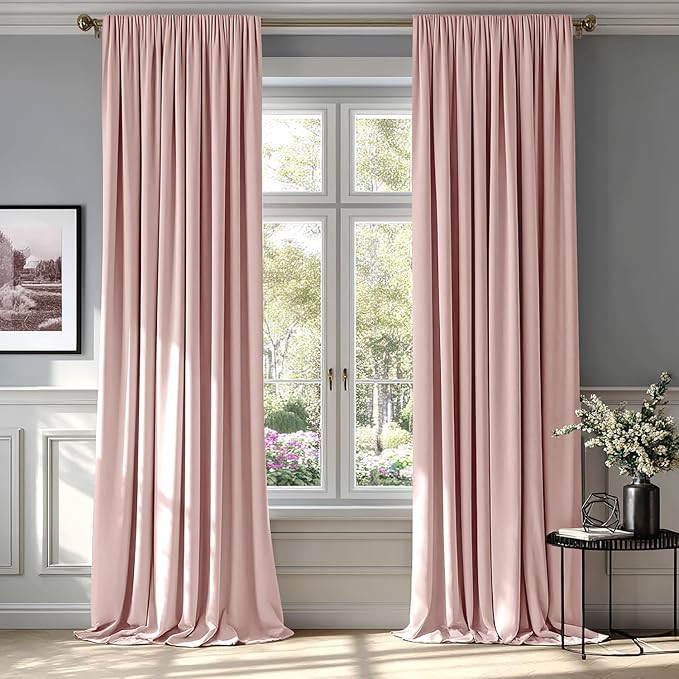 MIULEE Baby Pink Velvet Curtains Thermal Insulated Blackout Curtain Drapes for Bedroom Living Roo... | Amazon (US)