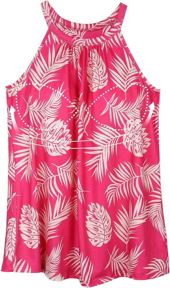Women Halter Tank Top with Built in Bra Flowy Sleevless Padded Camisole Loose Fit Summer Shirt To... | Amazon (US)