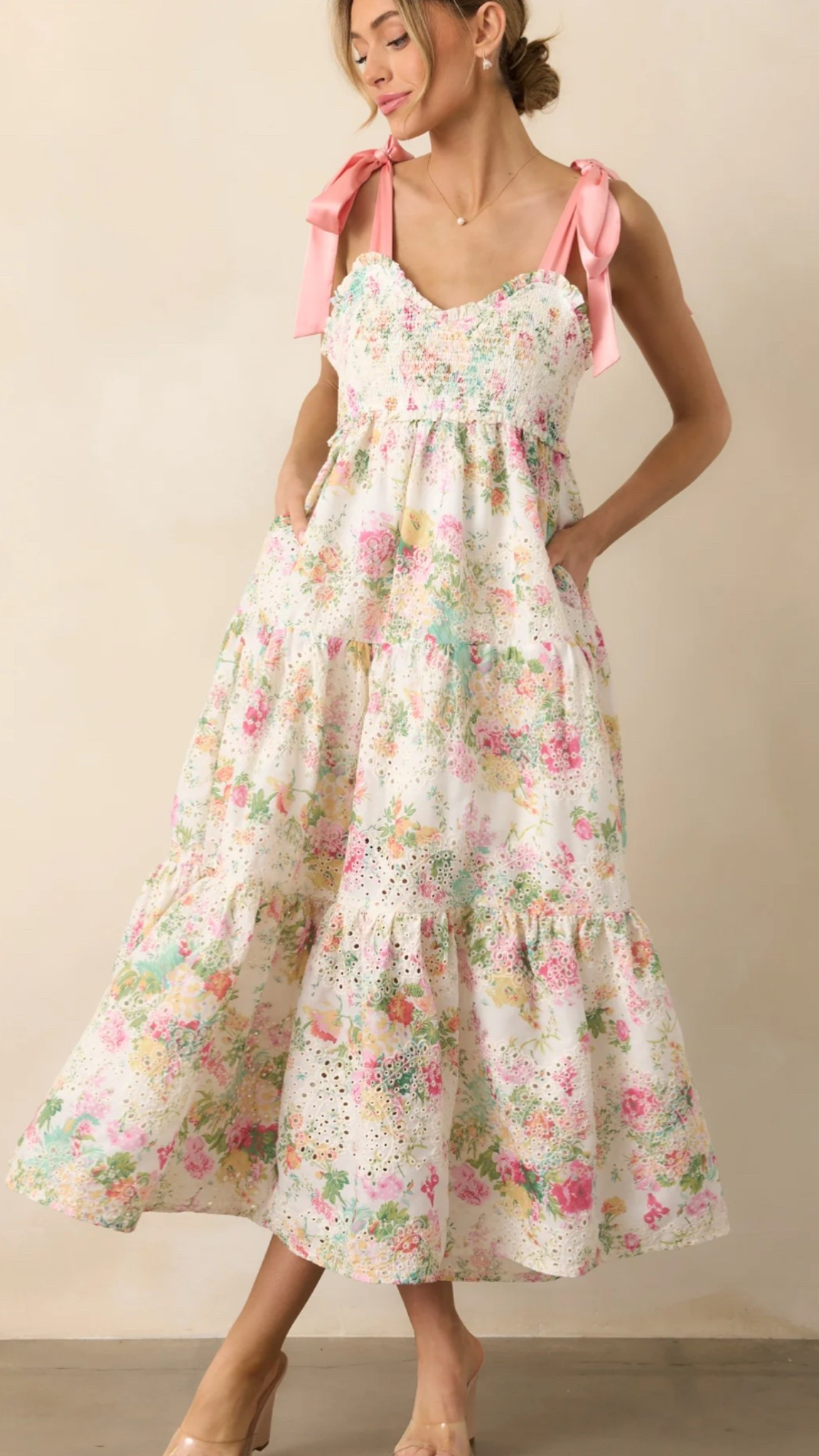 Invite Only Light Pink Multi Floral Embroidered Eyelet Midi Dress from Reddress makes the perfect Easter Dress!

#LTKSpringSale #LTKBeauty #LTKStyleTip