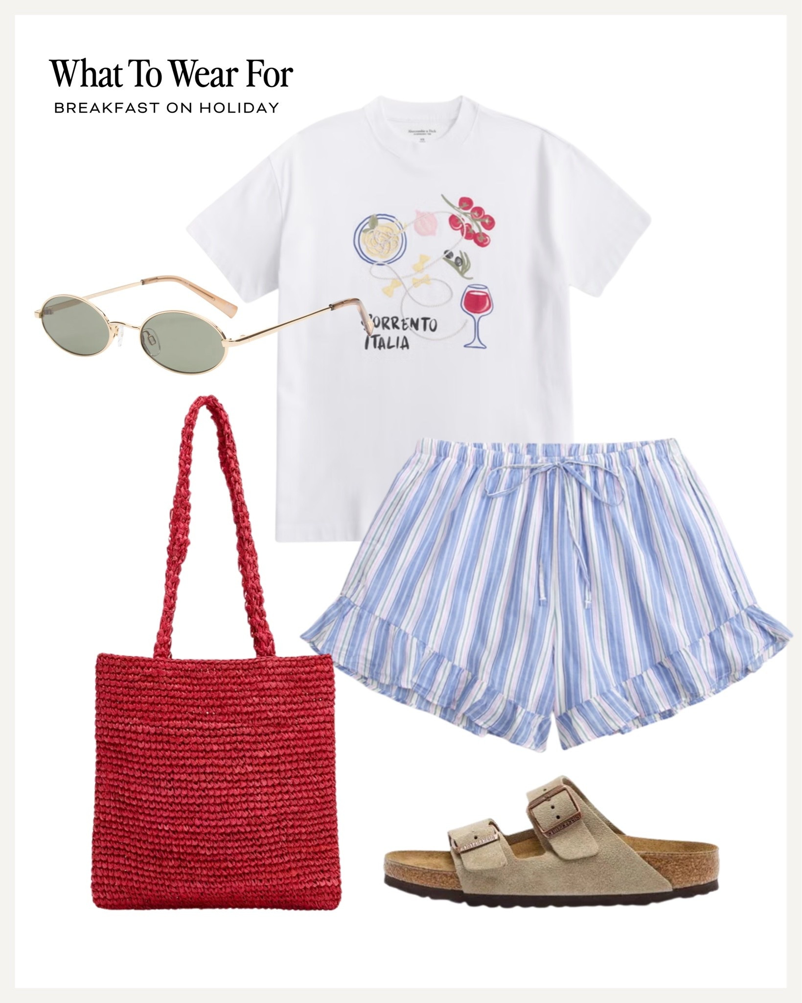 Breakfast on holiday ☀️ 15%-30% Off Everything at @abercrombie  & Use code AFWHATTOWEARFOR to get an Extra 15% off 

Abercrombie & fitch, striped shorts, graphic t-shirt, vacation looks

#LTKsummer