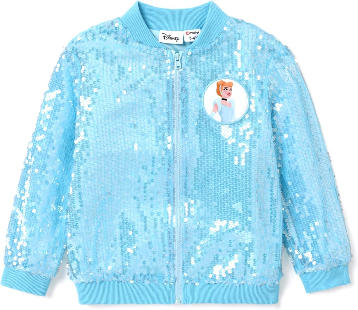 Disney Frozen Elsa Princess Moana Ariel Rapunzel Toddler Girl Varsity Bomber Jacket Lightweight Z... | Amazon (US)