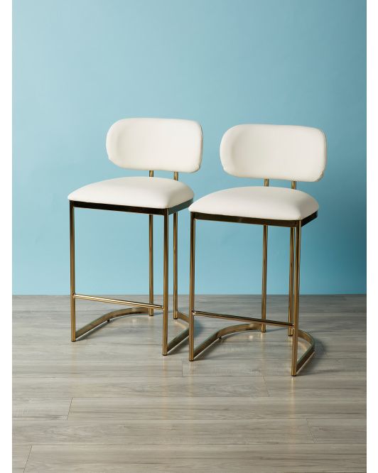 2pk 35in Faux Leather And Metal Counter Stools | HomeGoods