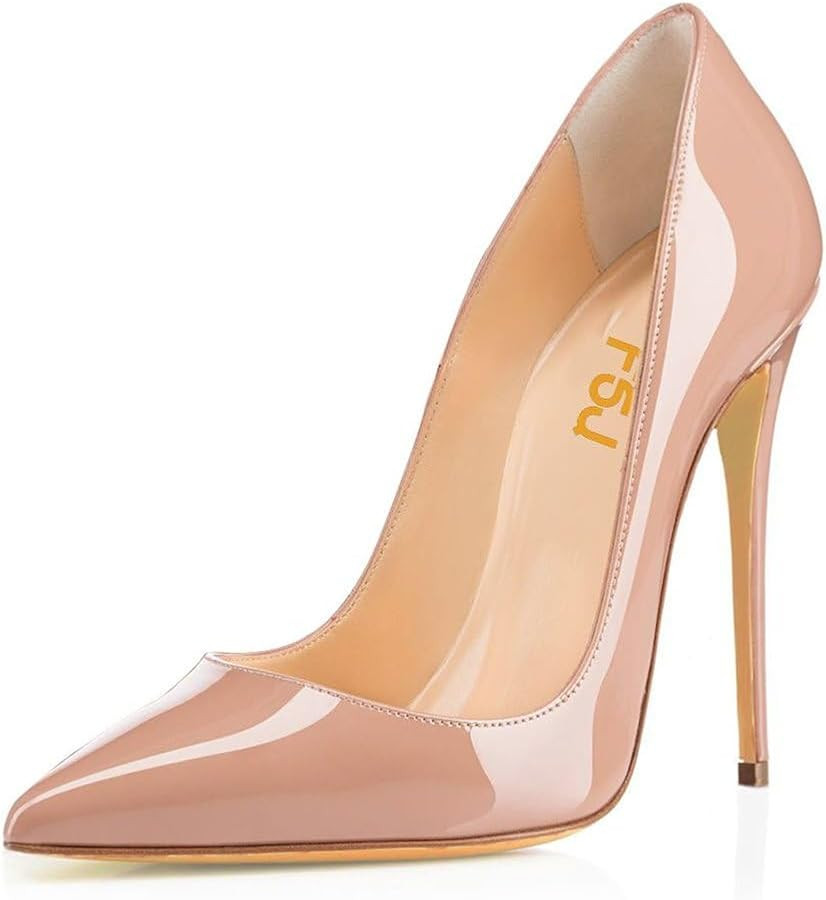 FSJ Women Formal Pointed Toe Pumps High Heel Sexy Stilettos Slip On Office Cute Evening Dress Sho... | Amazon (US)