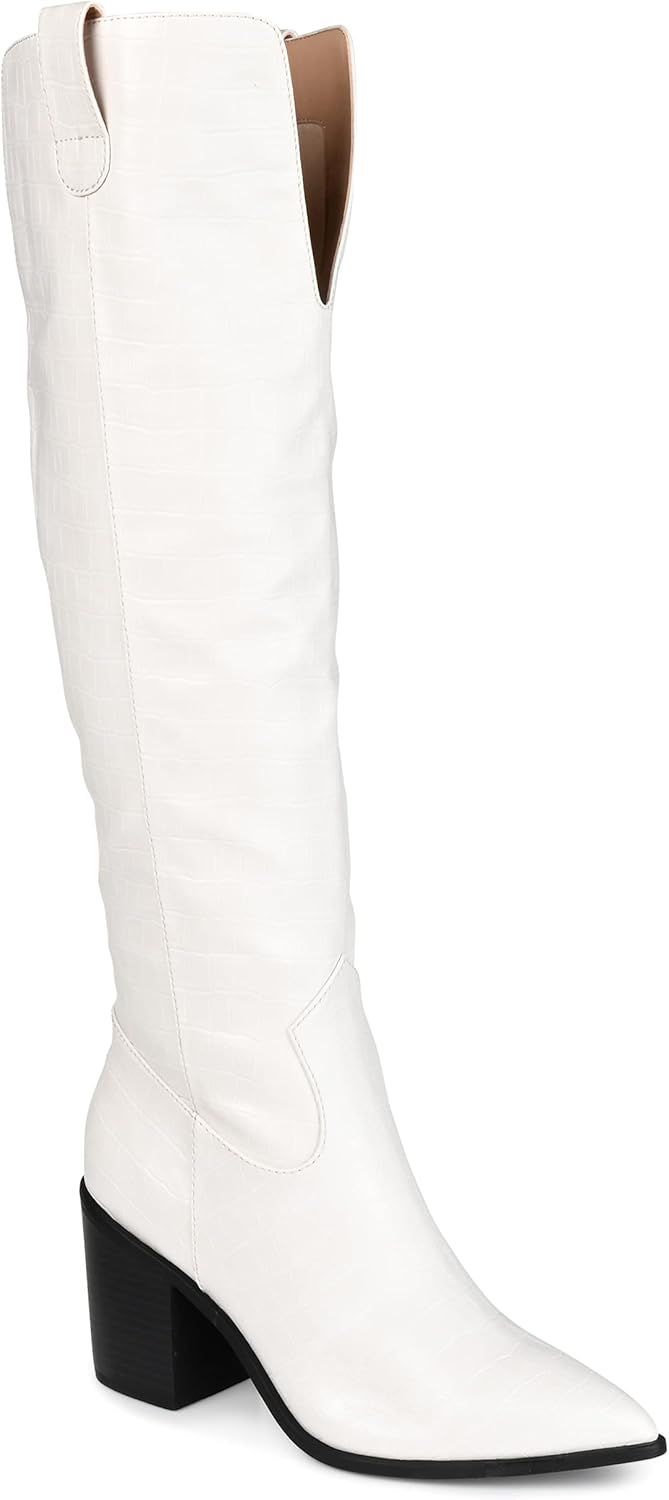 Journee Collection Womens Therese Tru Comfort Foam Wide Calf Stacked Heel Knee High Boots Bone 8 ... | Amazon (US)