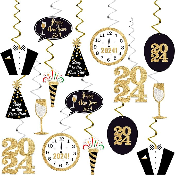 KatchOn, Happy New Year Hanging Swirls 2024 – Pack of 30, NO DIY | Happy New Year Decorations 2... | Amazon (US)