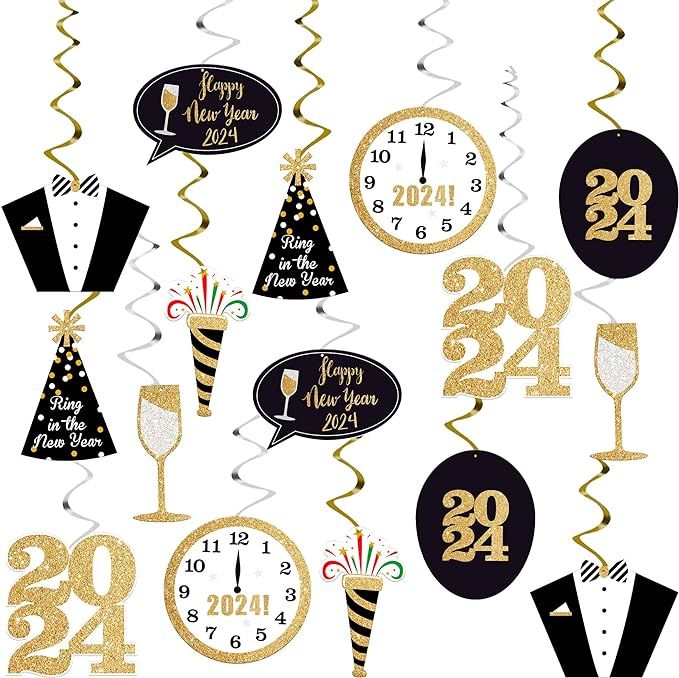 KatchOn, Happy New Year Hanging Swirls 2024 – Pack of 30, NO DIY | Happy New Year Decorations 2... | Amazon (US)