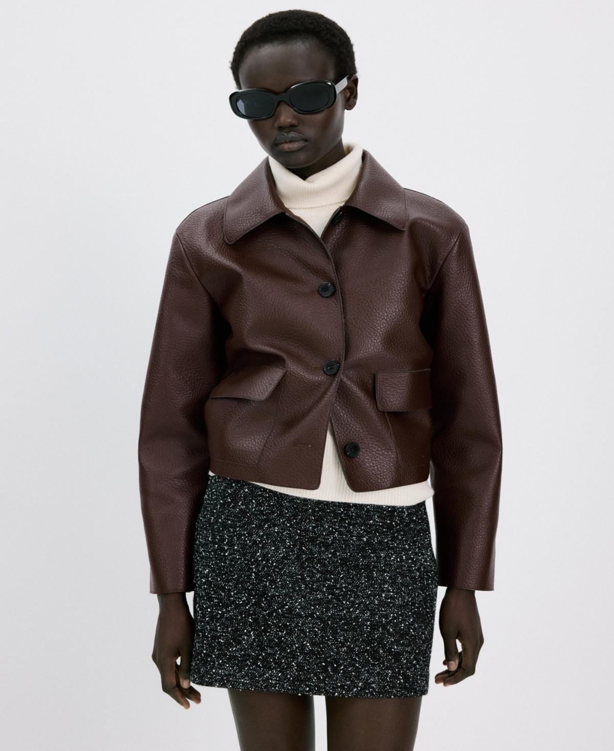 Mango Women's Faux-Leather Pockets Jacket - Maroon | Macy's