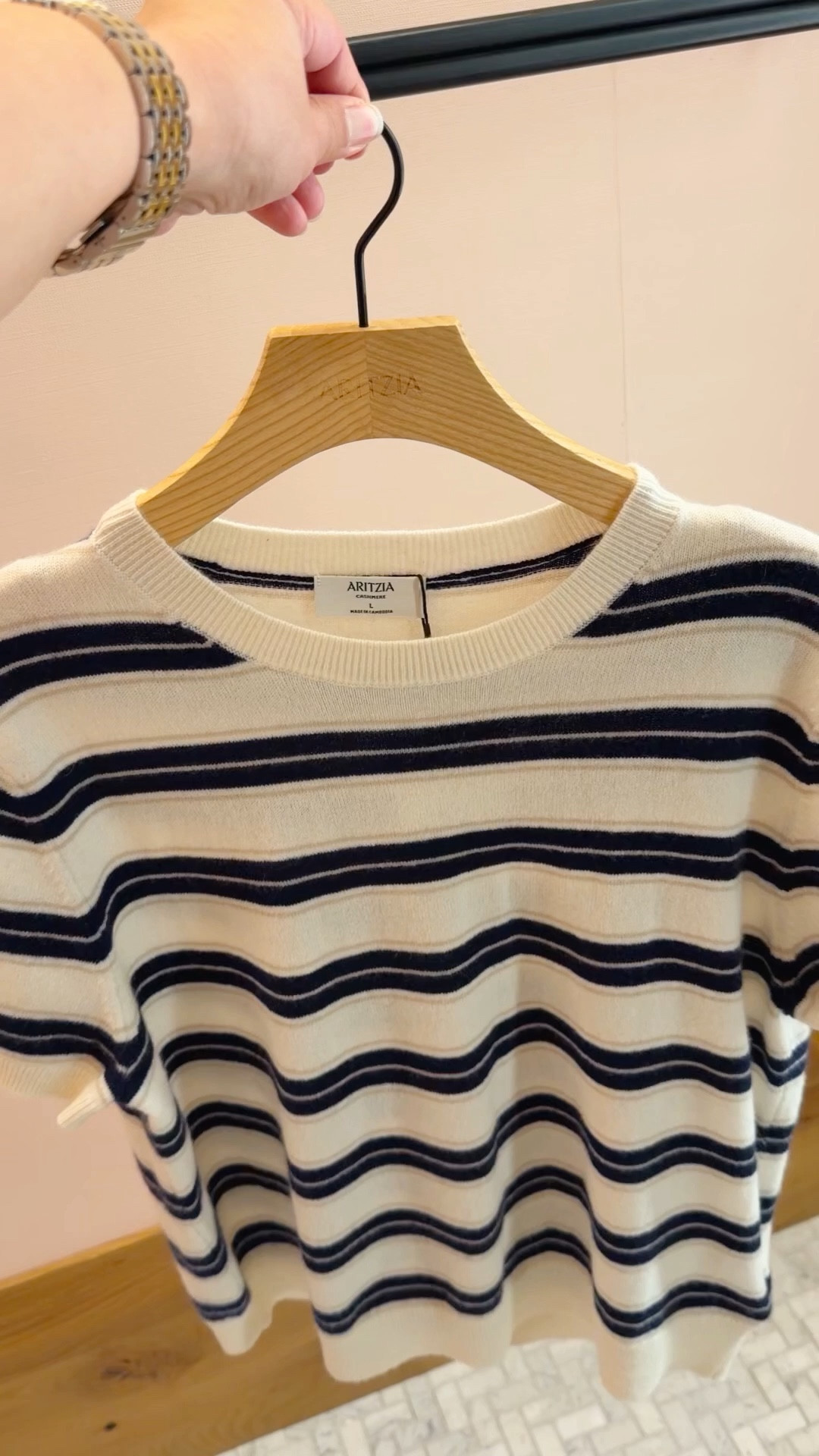 Love this striped cashmere tee for transitioning from winter to spring! Great neutral palette that can be paired with jeans, pants, shorts and skirts. This tee would be perfect with the viral Aritzia lodge pants that can be dressed up or dressed down and make the perfect workwear or travel outfit! 

#LTKOver40 #LTKTravel #LTKWorkwear