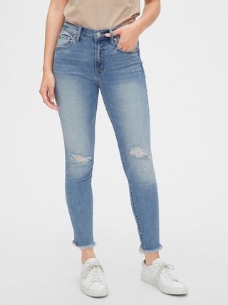 Mid Rise Distressed True Skinny Ankle Jeans | Gap (US)