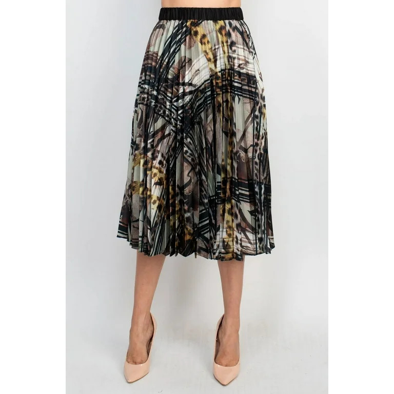 Truth elastic waist multi print A-line printed satin skirt-MULTI PRINT / S | Walmart (US)