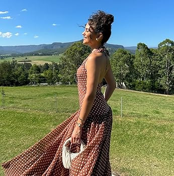 Women's Polka Dot Halter Neck Sleeveless V-Neck Swing Summer Sundress Casual Retro Cocktail Party... | Amazon (US)