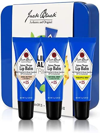 Jack Black Intense Therapy Lip Balm Trio with SPF Sunscreen 25 - Shea Butter & Vitamin E, Natural... | Amazon (US)