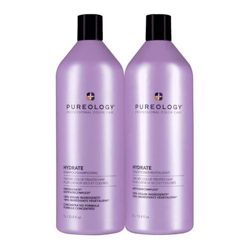 Pureology Hydrate Shampoo & Conditioner Set - For Dry or Color-Treated Hair, Intense Hydration & Softness, With Rose Extract & Green Tea, Vegan & Sulfate-Free, 33.8 Fl Oz | Amazon (US)