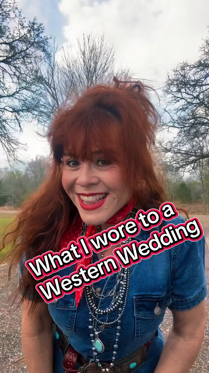 What I wore to a Western Wedding. 

A fitted short sleeve button front denim dress. Tall red cowboy boots. Red leather concho belt with trophy belt buckle. Sterling silver western jewelry with turquoise 

My my outfit details are all linked in my profile on my LTK Shop

#LTKdayinmylife #LTKgrwm #LTKootd