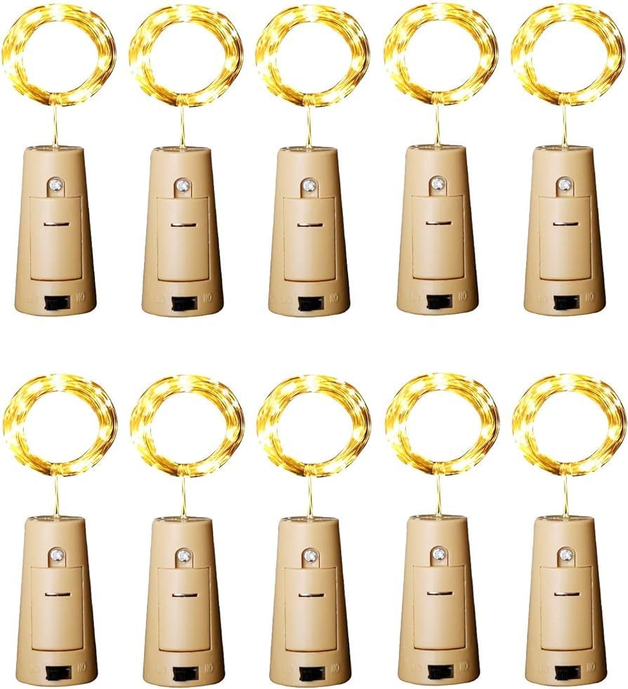 Aluan Wine Bottle Lights with Cork, 12 LED 10 Pack Fairy / String Lights Waterproof Battery Opera... | Amazon (US)