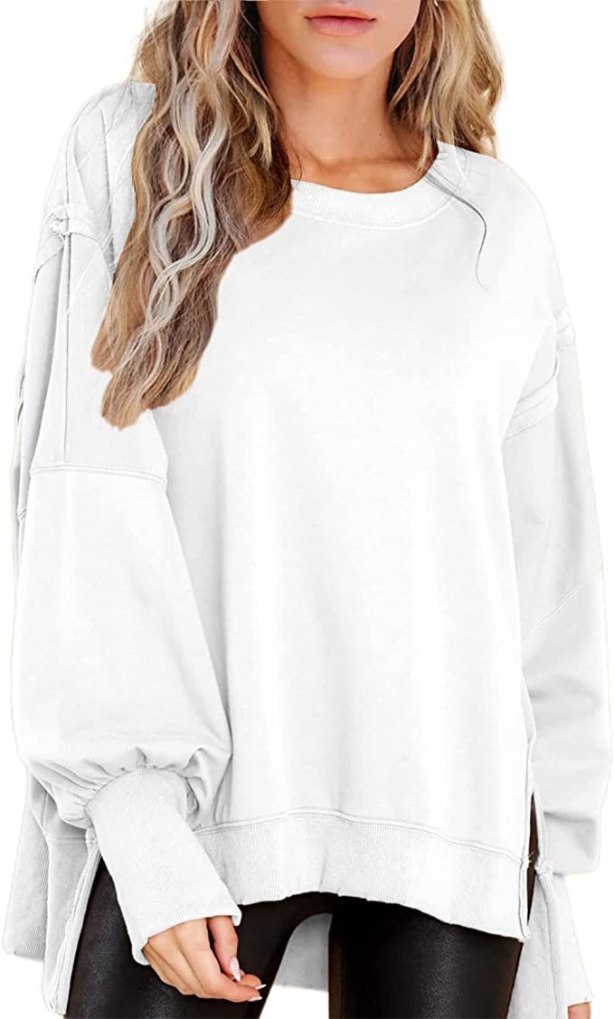 BWQ Women's Oversized Sweatshirt Crew Neck Long Sleeve Shirts Pullover Long Sleeve Tops S-2XL | Amazon (US)