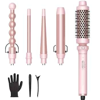 Wavytalk 5 in 1 Curling Iron,Curling Wand Set with Curling Brush and 4 Interchangeable Ceramic Cu... | Amazon (US)