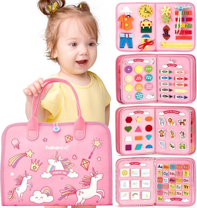 hahaland Busy Board - Montessori Toys for 2 Year Old Girl Birthday Gift - Preschool Learning Acti... | Amazon (US)