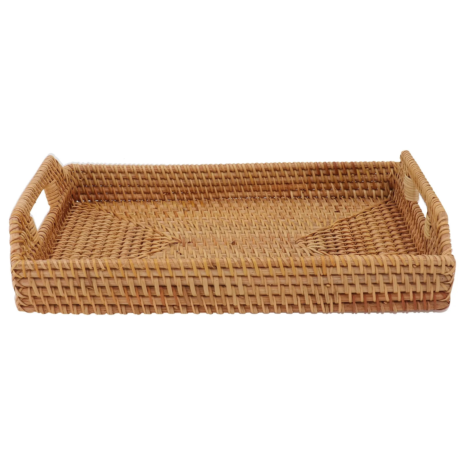 1pc Dual-handle Design Food Service Tray Rattan Woven Food Tray Food Plate | Walmart (US)