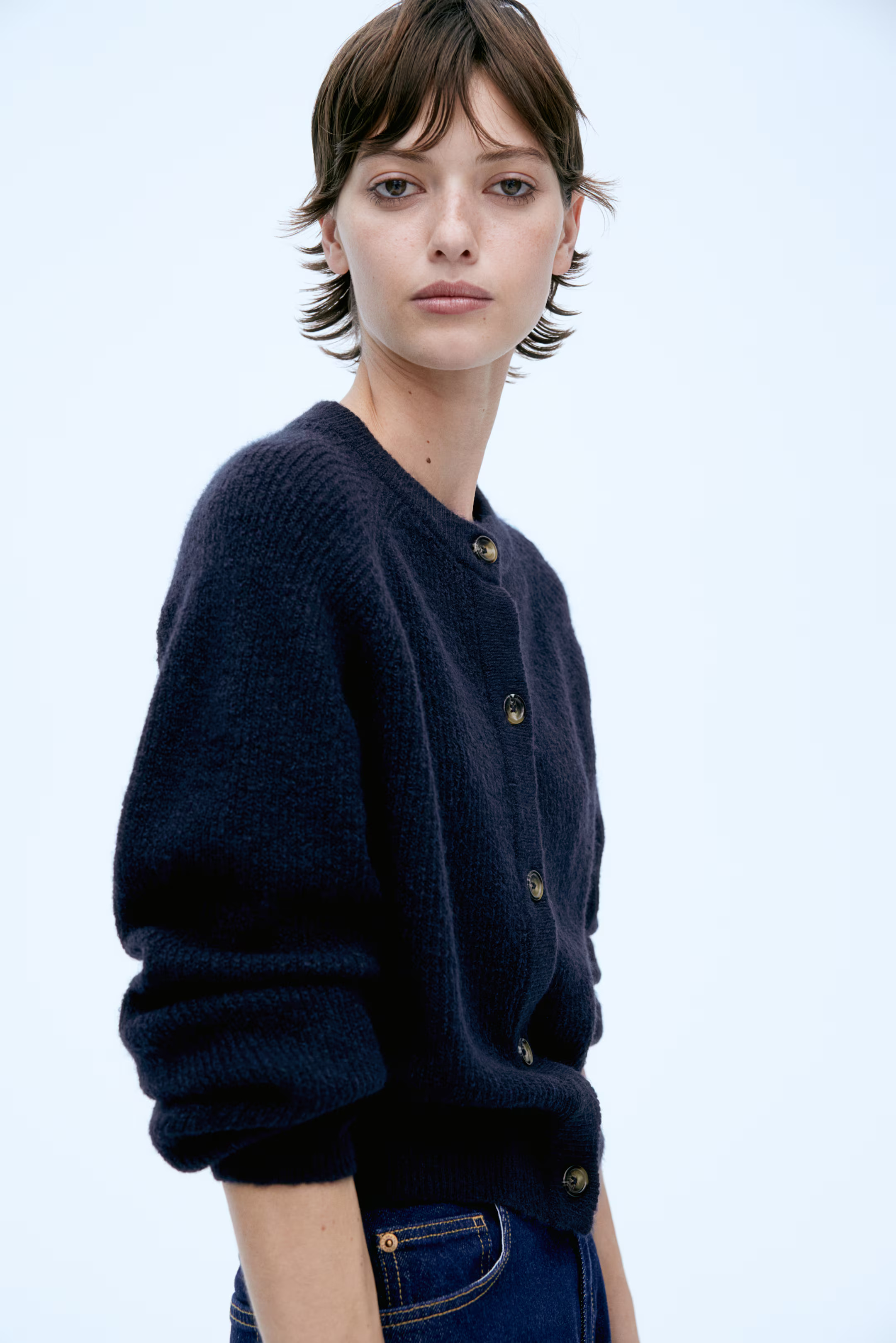 Rib-knit cardigan - Navy blue - Ladies | H&M GB | H&M (UK, MY, IN, SG, PH, TW, HK)