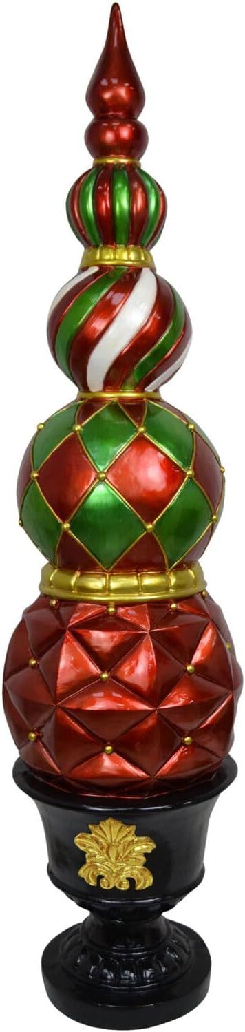 Fraser Hill Farm Christmas Pedestal Topiary Decoration, 4-Ft. Tall in Resin Urn in Red, Green, Bl... | Amazon (US)