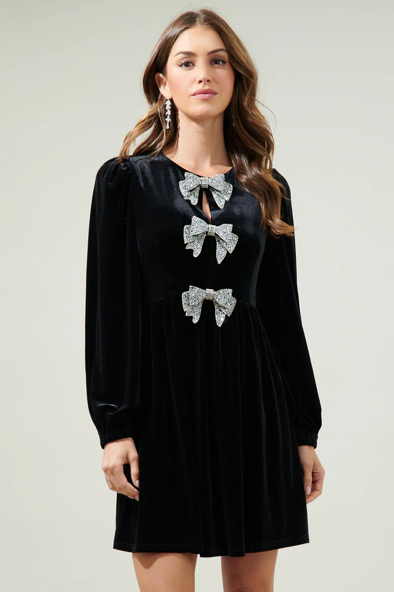 Glow Bow Velvet Dress | Sugarlips