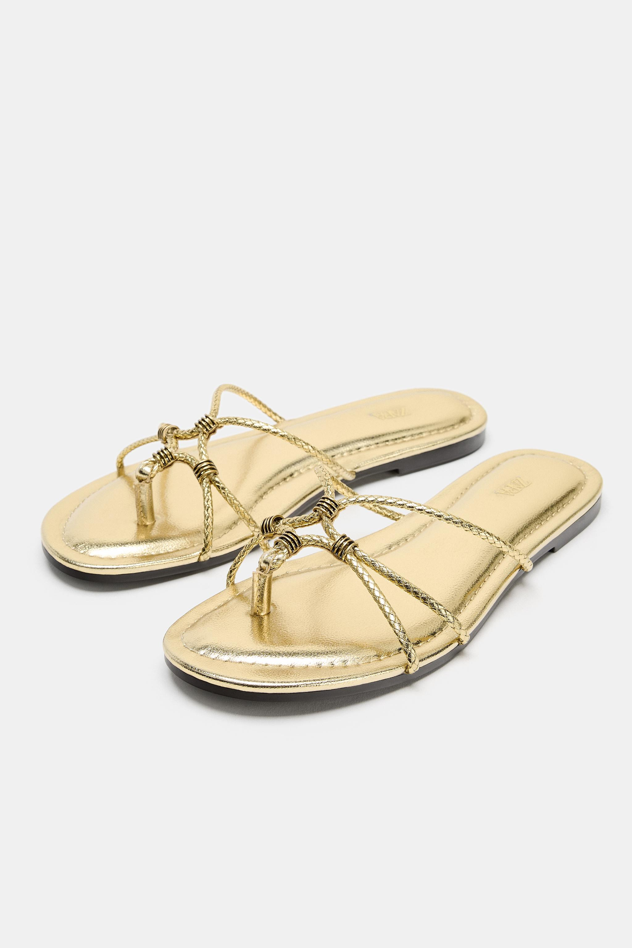 METALLIC BRAIDED SANDALS | Zara UK