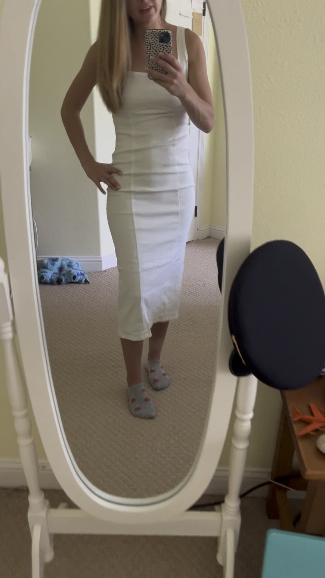 lol at my airline hat and monsters inc slippers in this video. Decided to order a white denim dress out of curiosity and was not disappointed! I think this would look best with an updo and stiletto or block heels for a fun event. It’s MOSTLY solid and fits well, just wear neutral underwear with it and it looks great. I ordered a medium but could’ve fit a small as well the straps ran a little long for me 

#LTKFindsUnder100 #LTKStyleTip