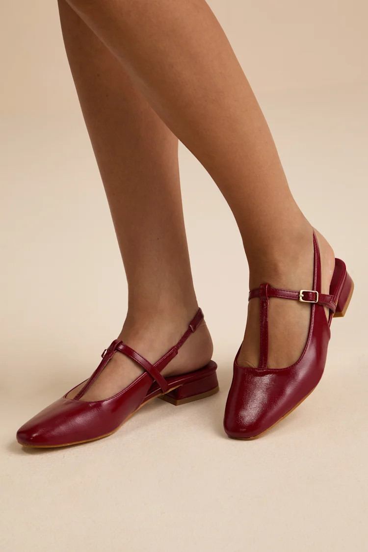 Shai Cherry Slingback Low Heel Mary Janes | Lulus