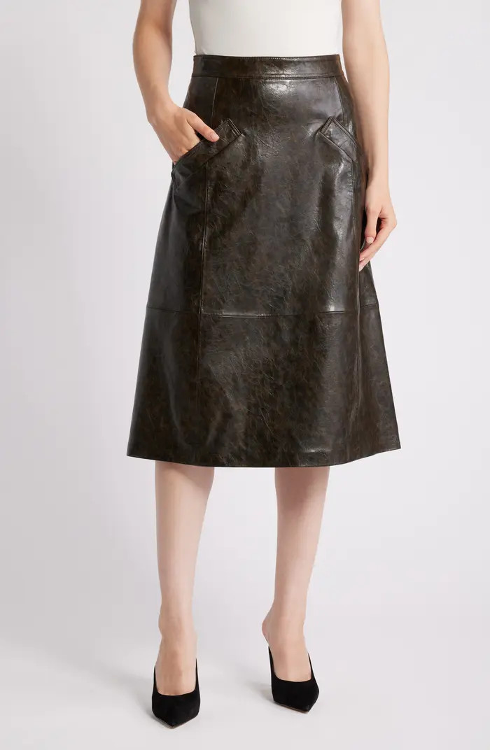 Rustic Faux Leather A-Line Skirt | Nordstrom