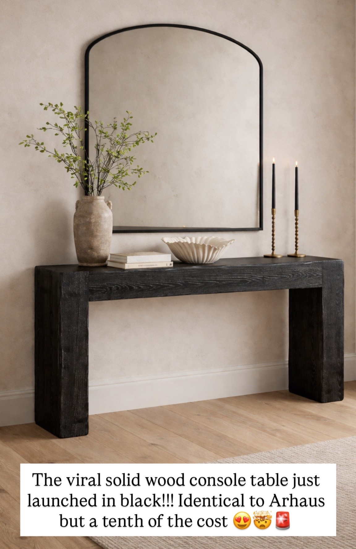 The viral solid wood console table just launched in black!!! Identical to Arhaus but a tenth of the cost 😍🤯🚨

#LTKHome #LTKSaleAlert #LTKSpringSale
