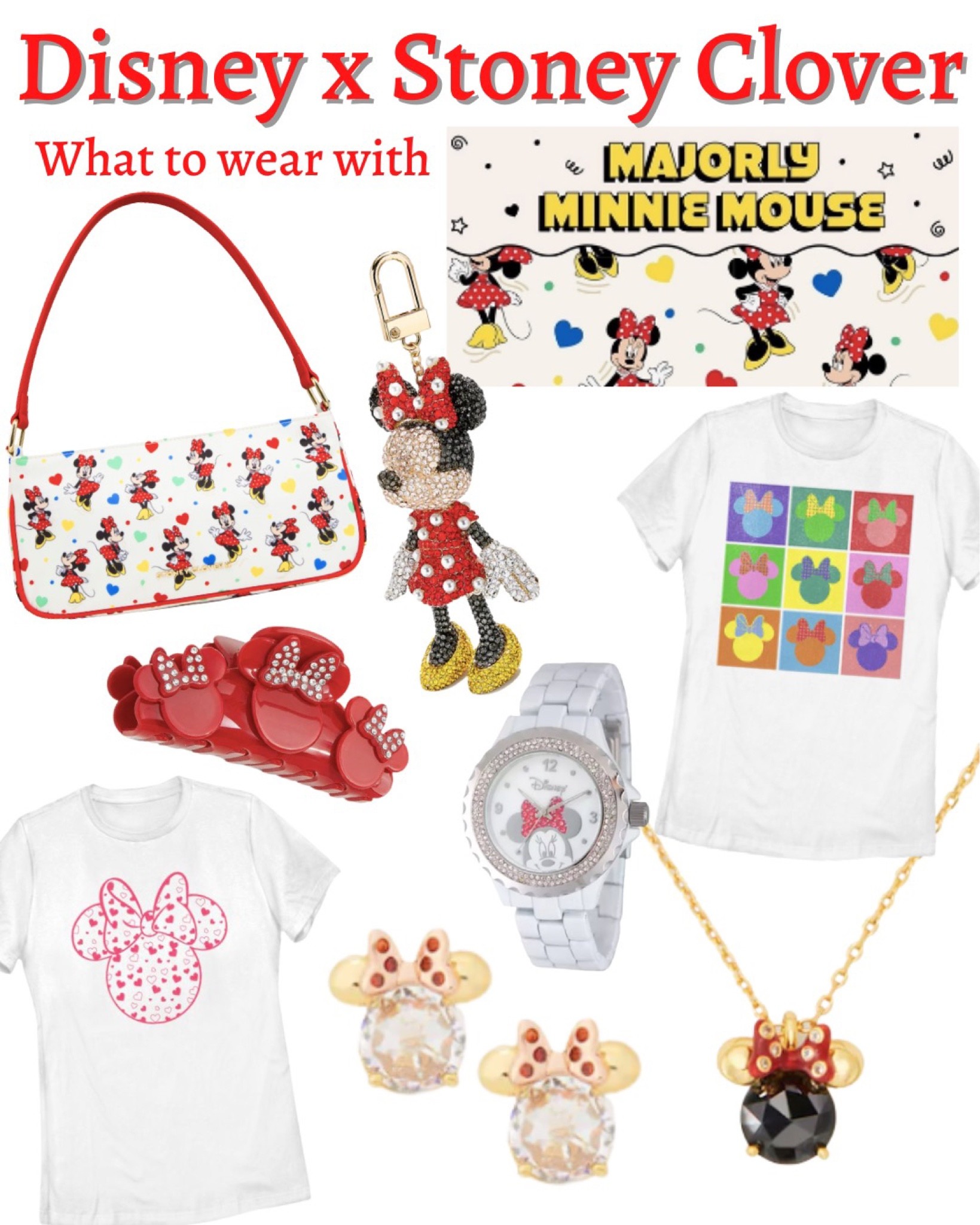 Stoney Clover x Disney Mickey & Friends Minnie Mouse, Minnie t-shirt, Minnie bag charm, Disney outfit, Disney vacation outfit, claw clip, spring break outfit, Disney jewelry 

#LTKtravel #LTKFind #LTKfamily