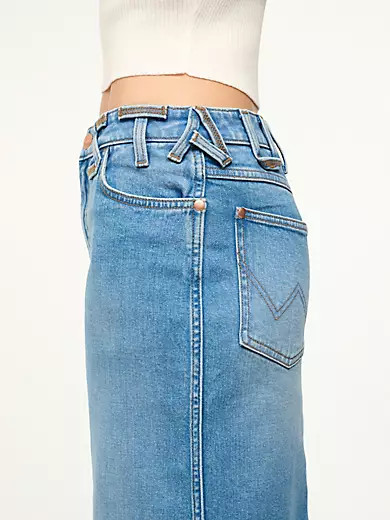 Wrangler + STAUD The Maxi Skirt in Mid Blue | Wrangler