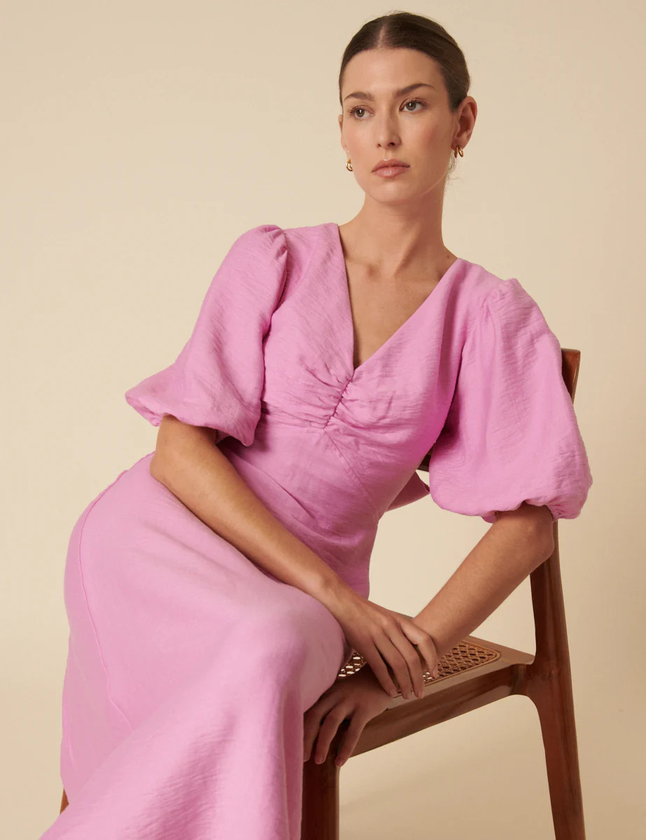Pink Bow Back Zita Midi Dress | Nobody's Child
