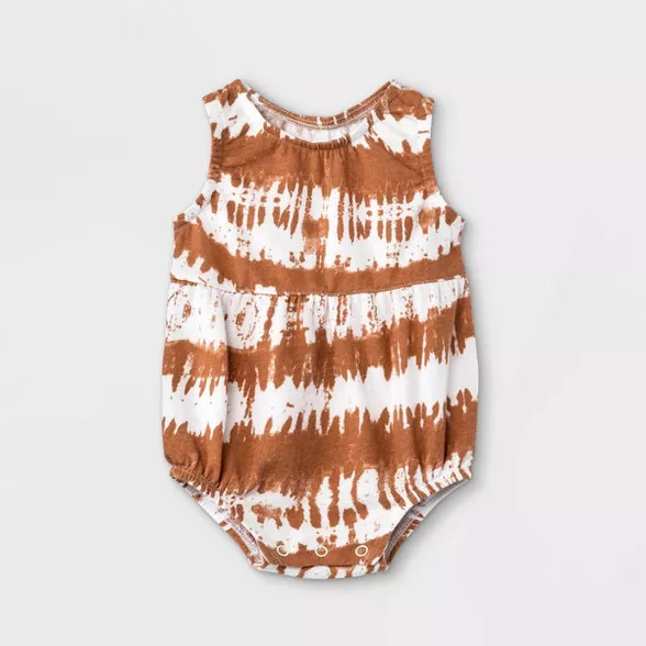 Grayson Mini Baby Girls' Tie-Dye Bubble Tank Romper - Orange | Target
