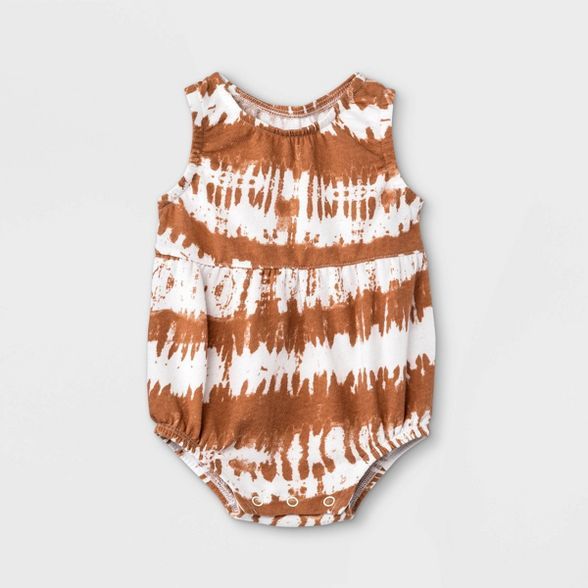 Grayson Mini Baby Girls' Tie-Dye Bubble Tank Romper - Orange | Target