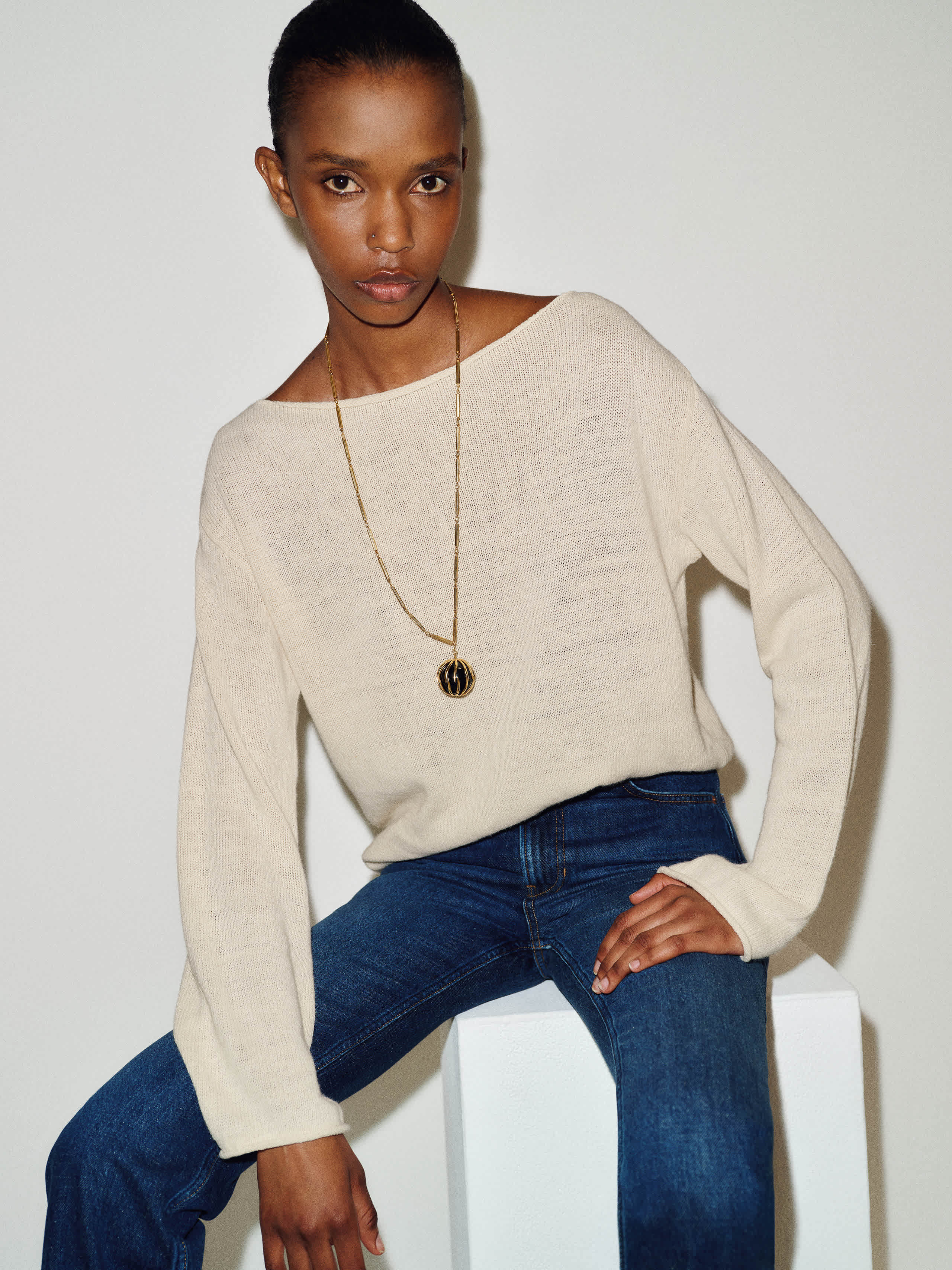 Reformation Marine Linen Cotton Sweater Ivory Medium | Reformation (Global)