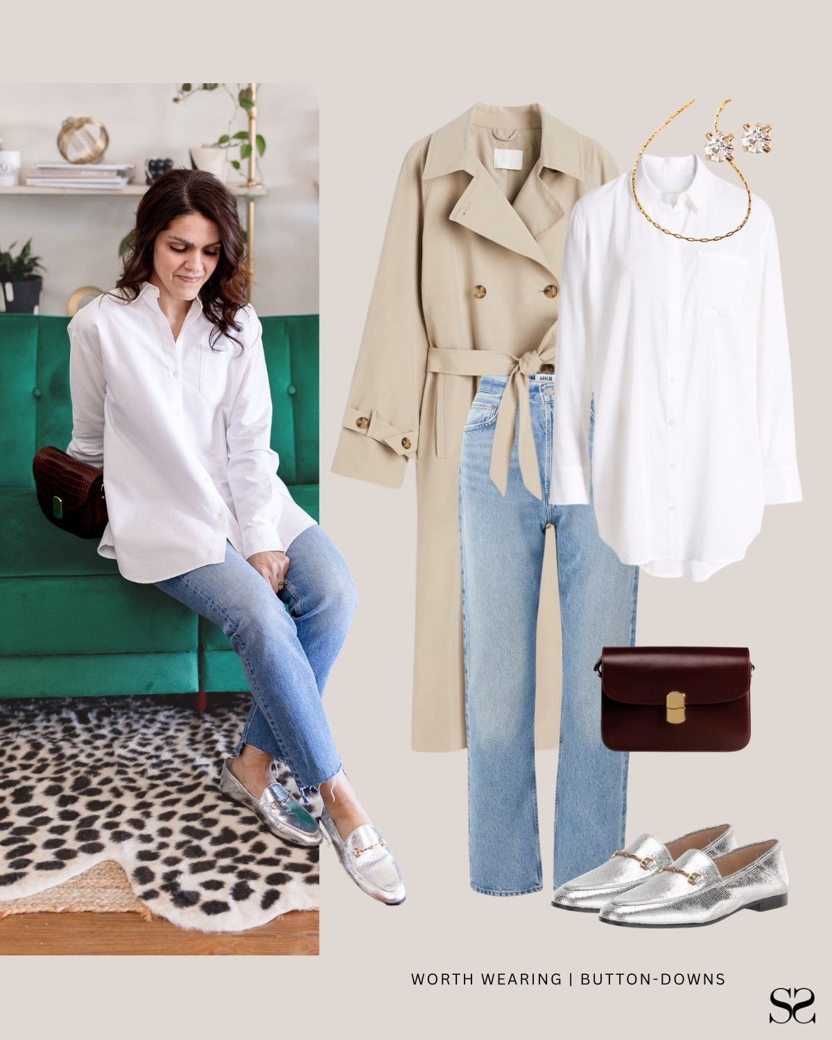 White button-down shirt outfit for Spring! A classic for a reason. Straight leg jeans, a trench coat for layering, and silver loafers to add interest. 

White button-down, straight leg jeans, trench, silver loafers

#LTKgrwm #LTKootd