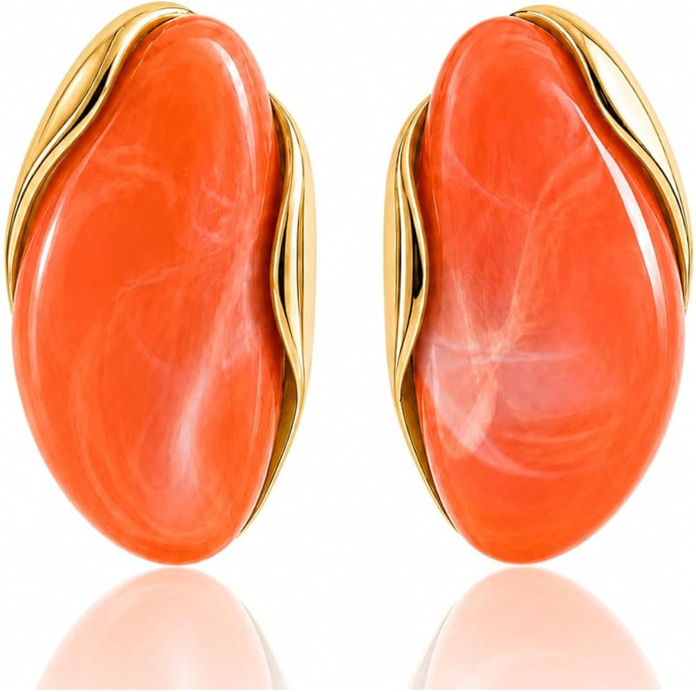 Mchic Colorful Resin Drop Earrings for Women: Boho Irregular Teardrop Statement Earrings Gold Chu... | Amazon (US)