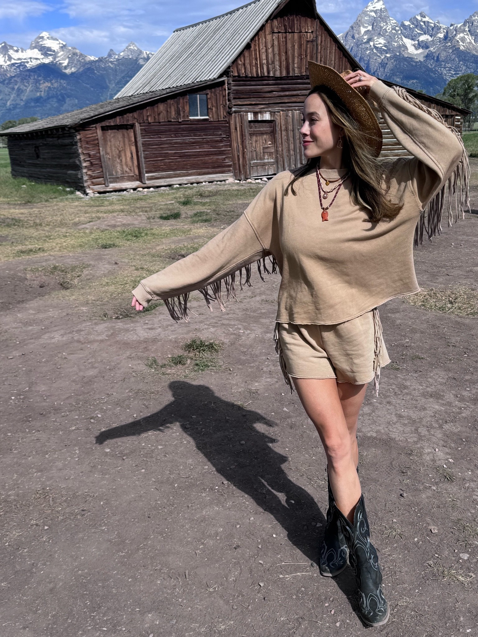 The comfiest cowgirl boots I own🤠 Fringe shorts sold out. Necklace stack by a friend!

#LTKootd #LTKSaleAlert