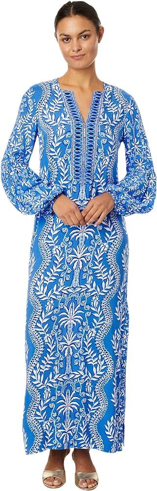 Lilly Pulitzer Laurelie Long Sleeve Maxi Abaco Blue Have It Both Rays Engineered Woven Maxi 00 | Amazon (US)