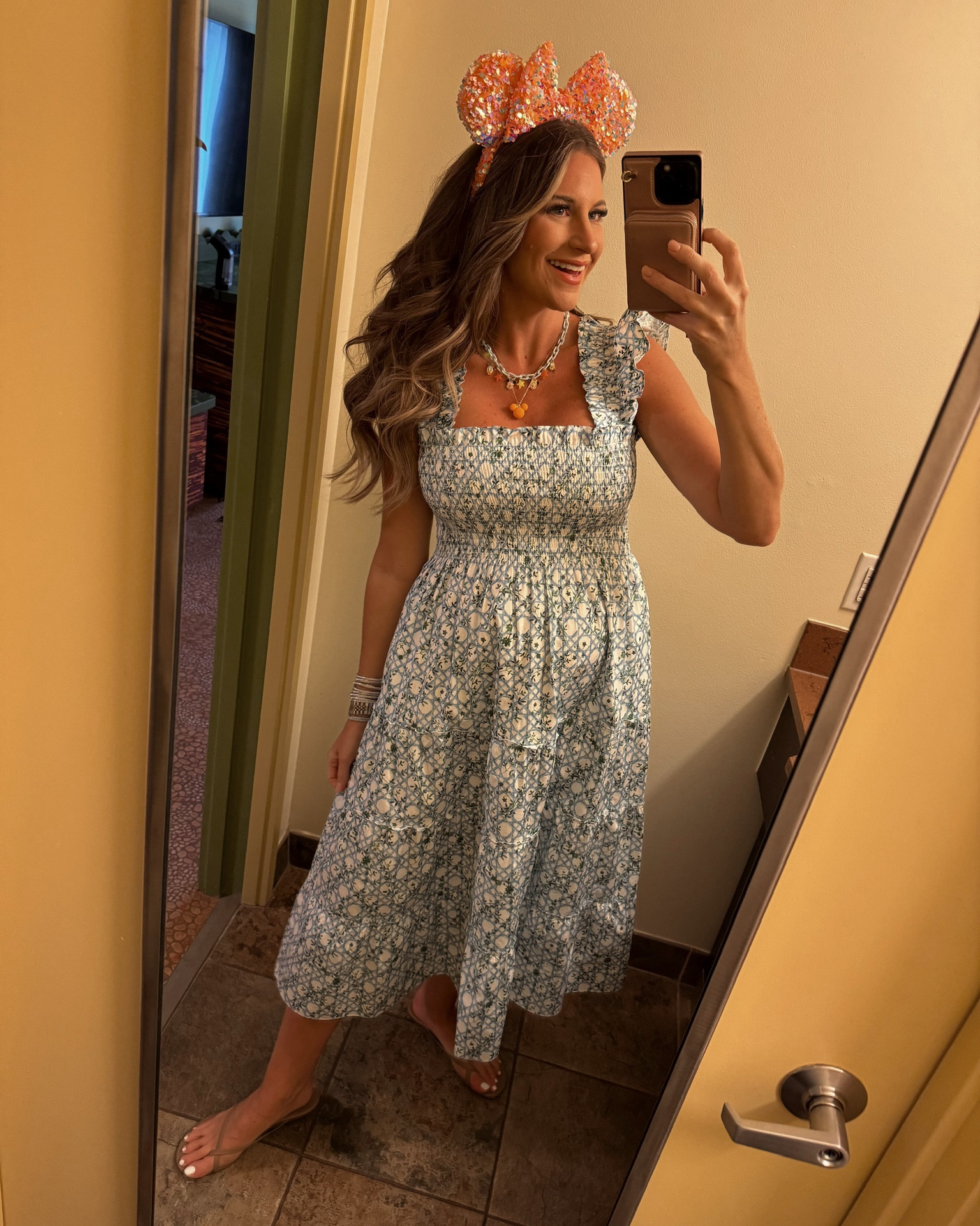 Disney in a small hill house Ellie nap dress, necklaces & sandals. Minnie ears from Etsy- all fits TTS.

#LTKStyleTip #LTKSeasonal #LTKBump