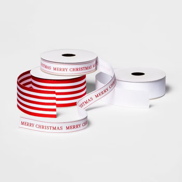Red & White Grosgrain Assorted Ribbon Set of 3 - sugar paper™ | Target