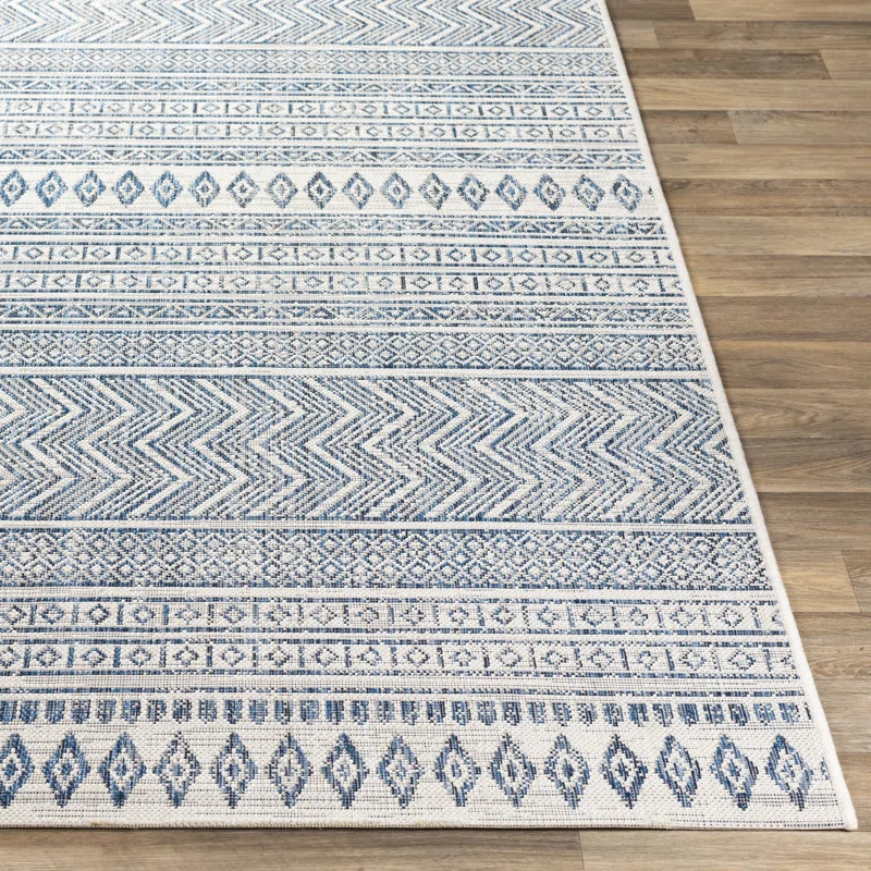 Laruth Tribal Light Blue/Blue/Navy/White Indoor/Outdoor Area Rug | Wayfair North America