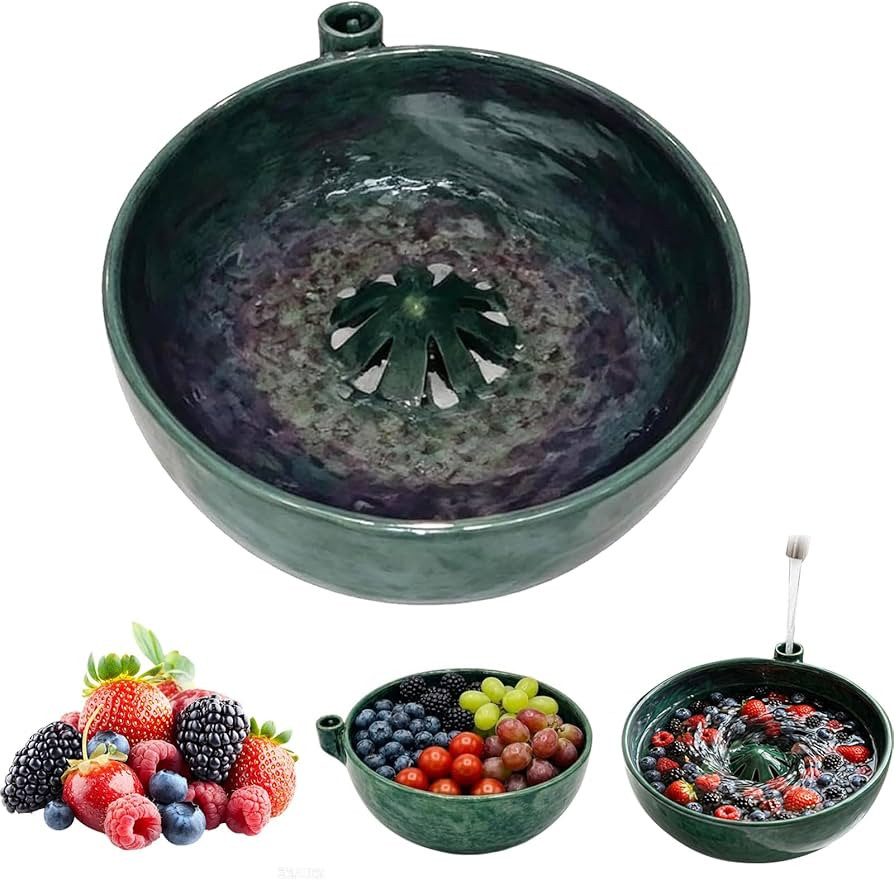 Generisch Self Spinning Berry Washing Bowl Ceramic, Beeren-Wirbelsch\u00fcssel mit Abfluss, Autom... | Amazon (DE)
