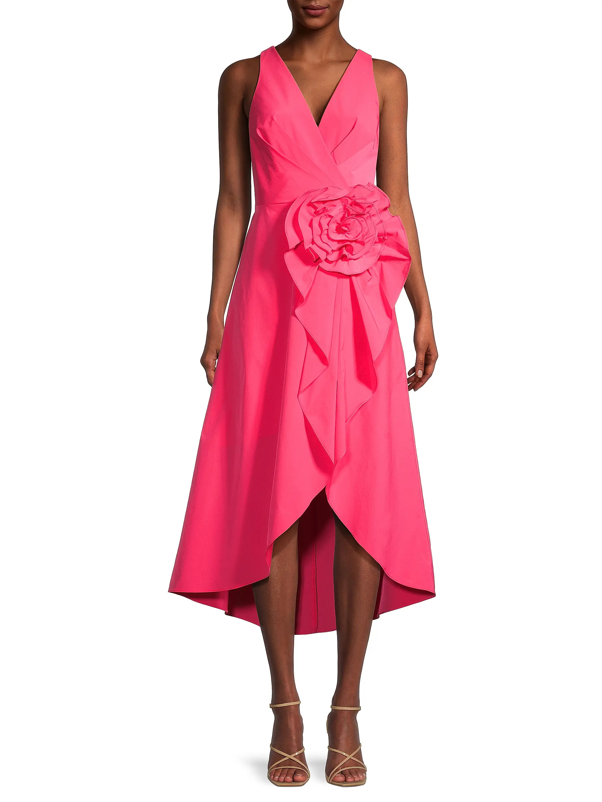 Floral Taffeta Midi-Dress | Saks Fifth Avenue
