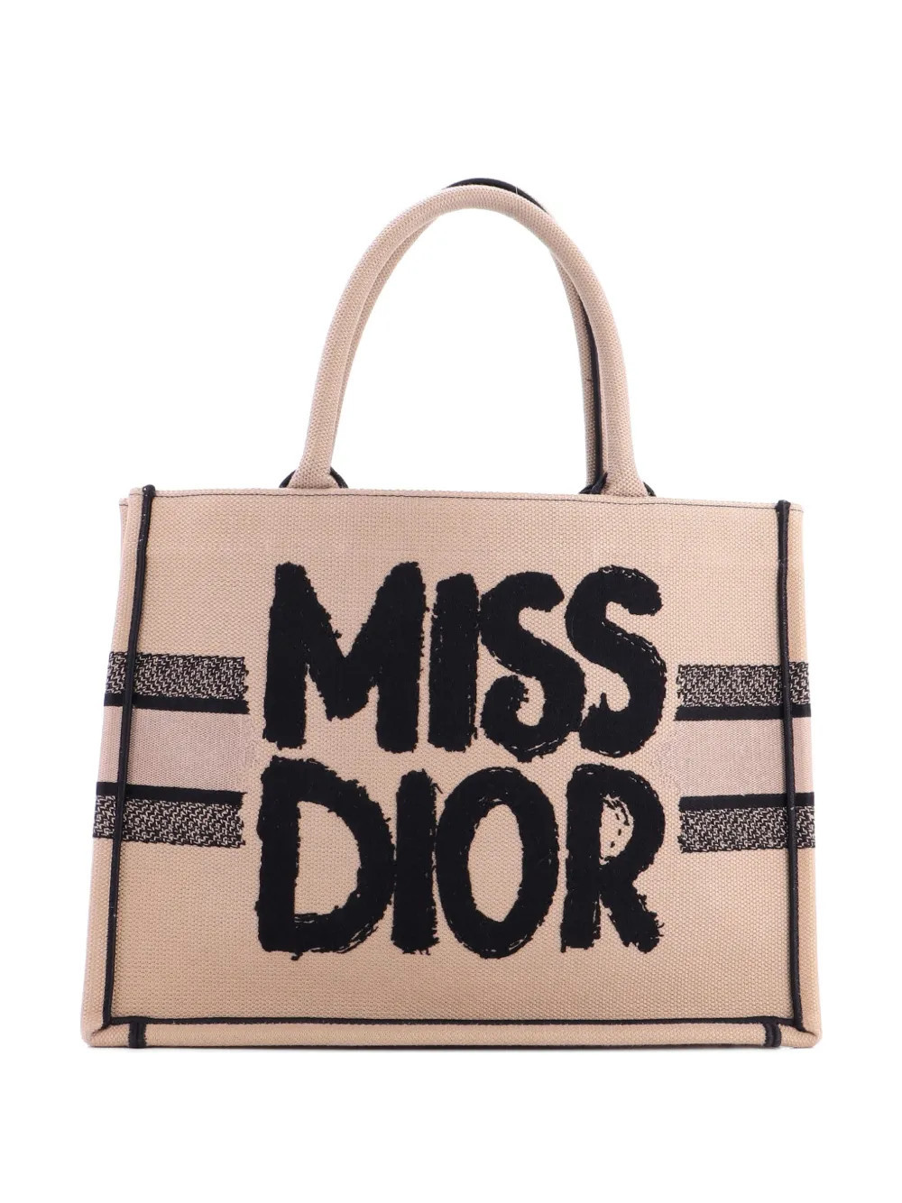 Christian Dior Pre-Owned Miss Dior Book Embroidered Canvas Medium tote bag - Neutrals | Farfetch Global