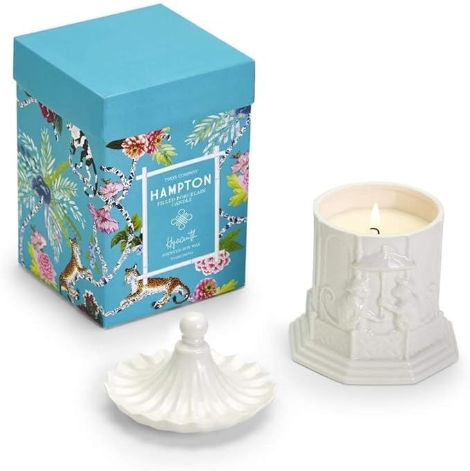 Two's Company Pagoda Filled Candle in Gift Box, Amber Scent, ABT 30 Hours, Soy Wax/Porcelain | Amazon (US)